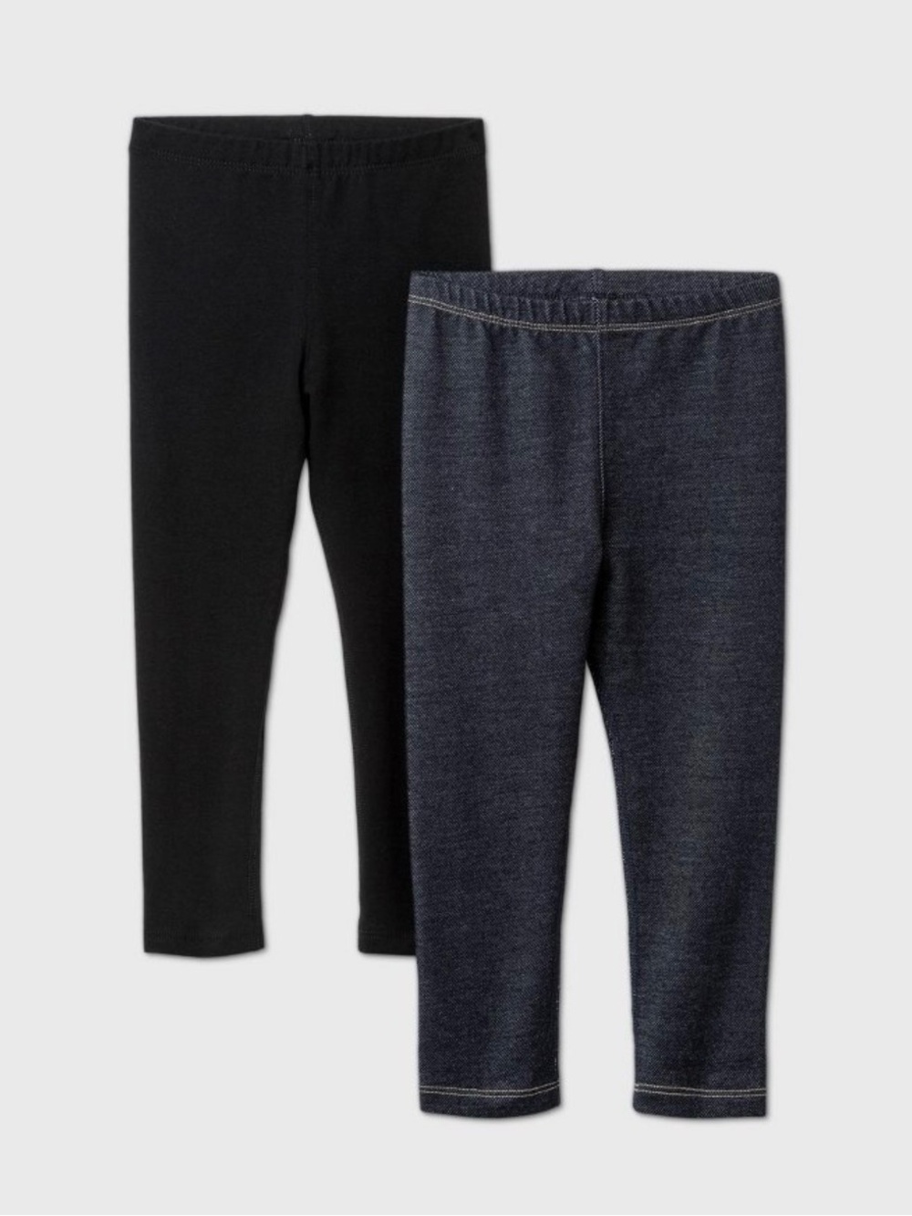 NWT Cat & Jack Girls 2 pk Capri adaptive leggings size 3T (Black & Indigo denim)